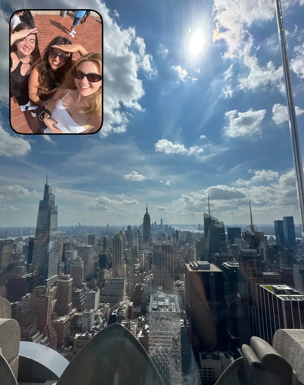 The girls enjoying the NY sun on the Top of the Rock